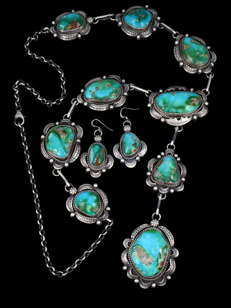 Navajo Sterling Silver Hardy Pit Kingman Turquoise Lariat Necklace