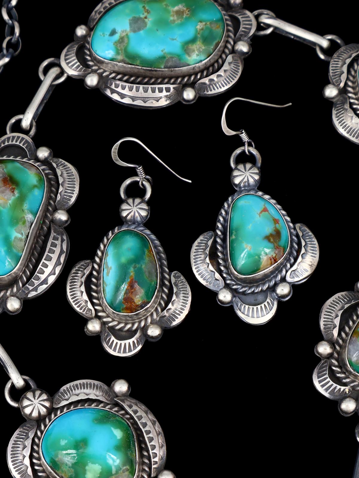 Navajo Sterling Silver Hardy Pit Kingman Turquoise Lariat Necklace