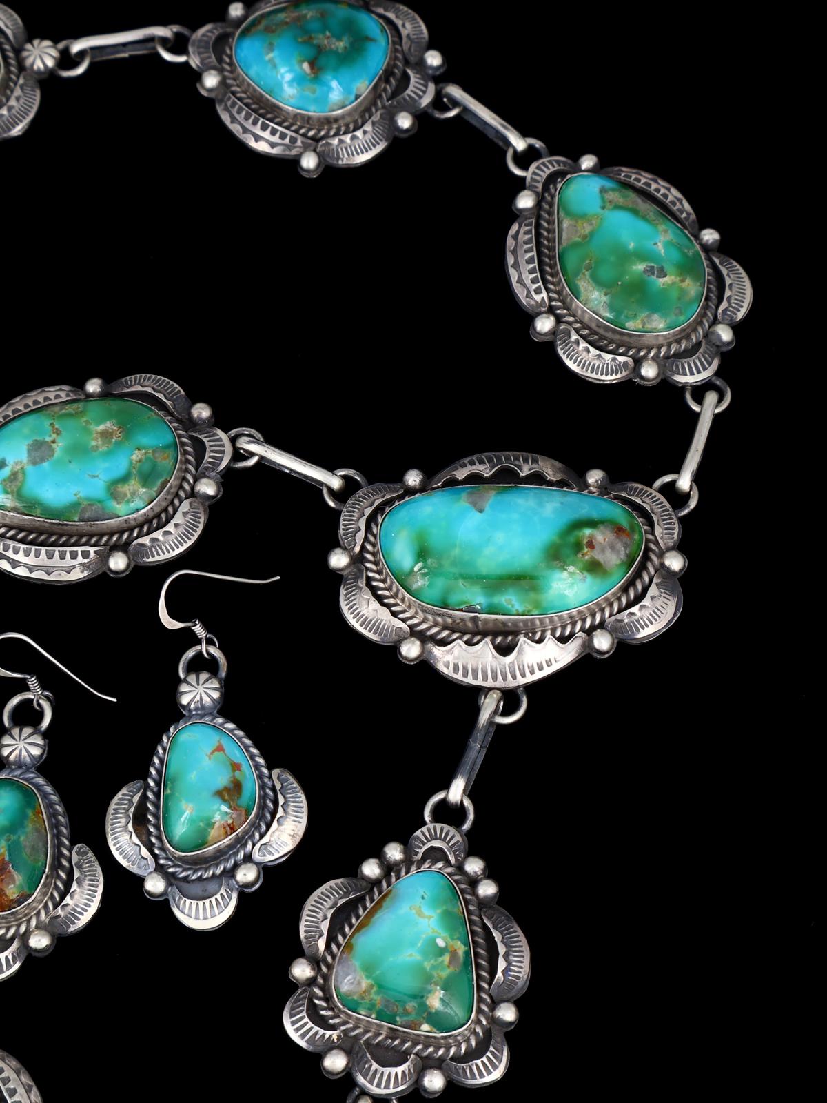 Navajo Sterling Silver Hardy Pit Kingman Turquoise Lariat Necklace