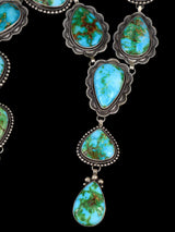 Navajo Sterling Silver Sonoran Gold Turquoise Lariat Necklace