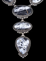 Native American Sterling Silver White Buffalo Lariat Necklace - PuebloDirect.com