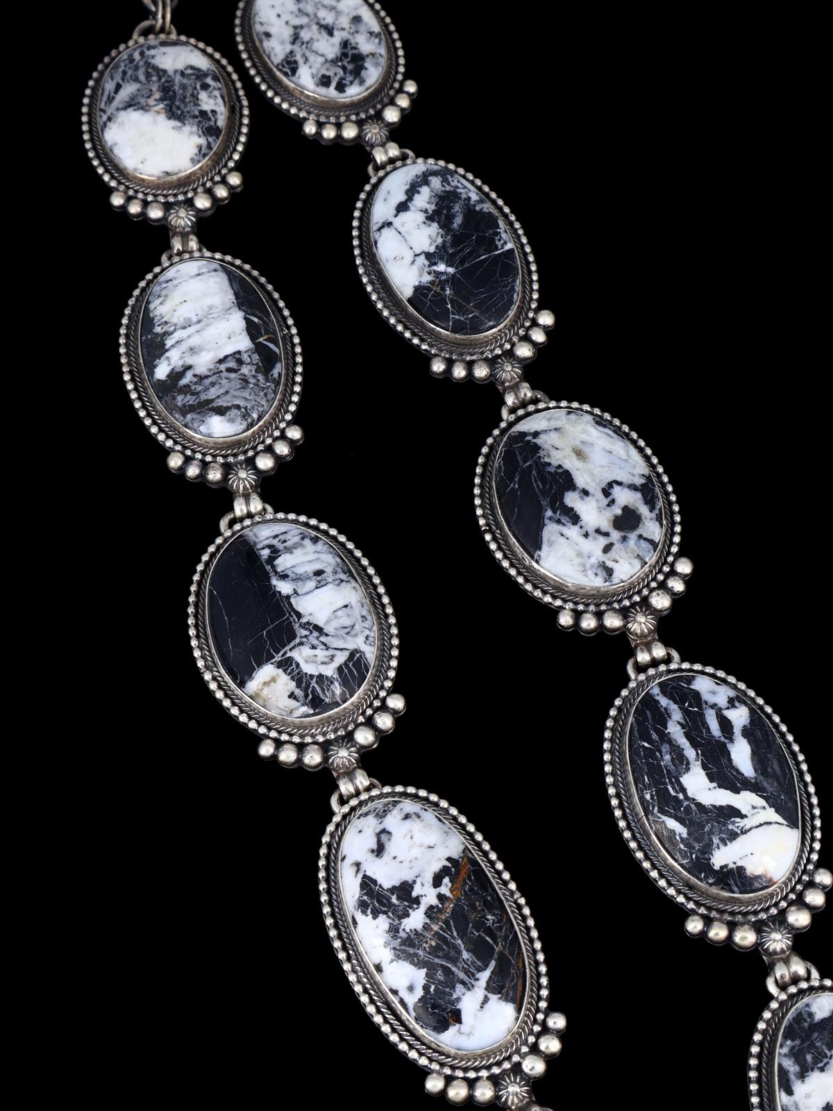 Native American Sterling Silver White Buffalo Lariat Necklace - PuebloDirect.com