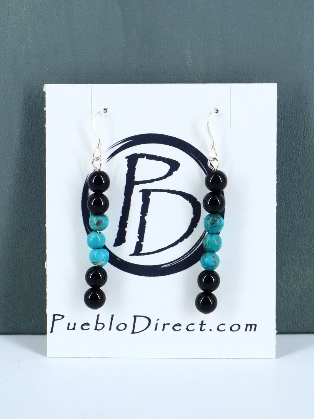 18" Native American Turquoise and Onyx Beaded Choker Necklace Set