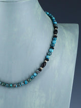 18" Native American Turquoise and Onyx Beaded Choker Necklace Set