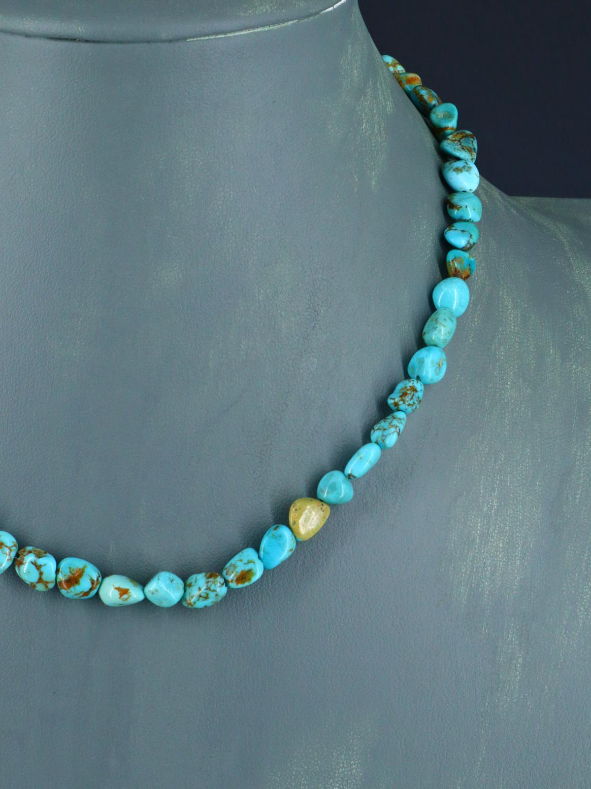 16" Native American Jewelry Turquoise Choker Necklace