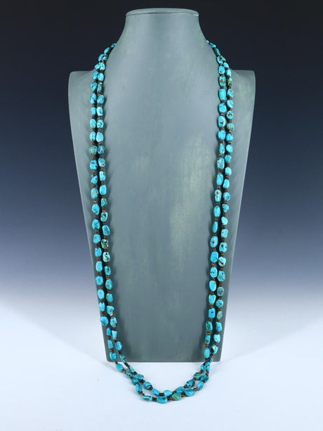72" Extra Long Native American Jewelry Single Strand Turquoise Necklace