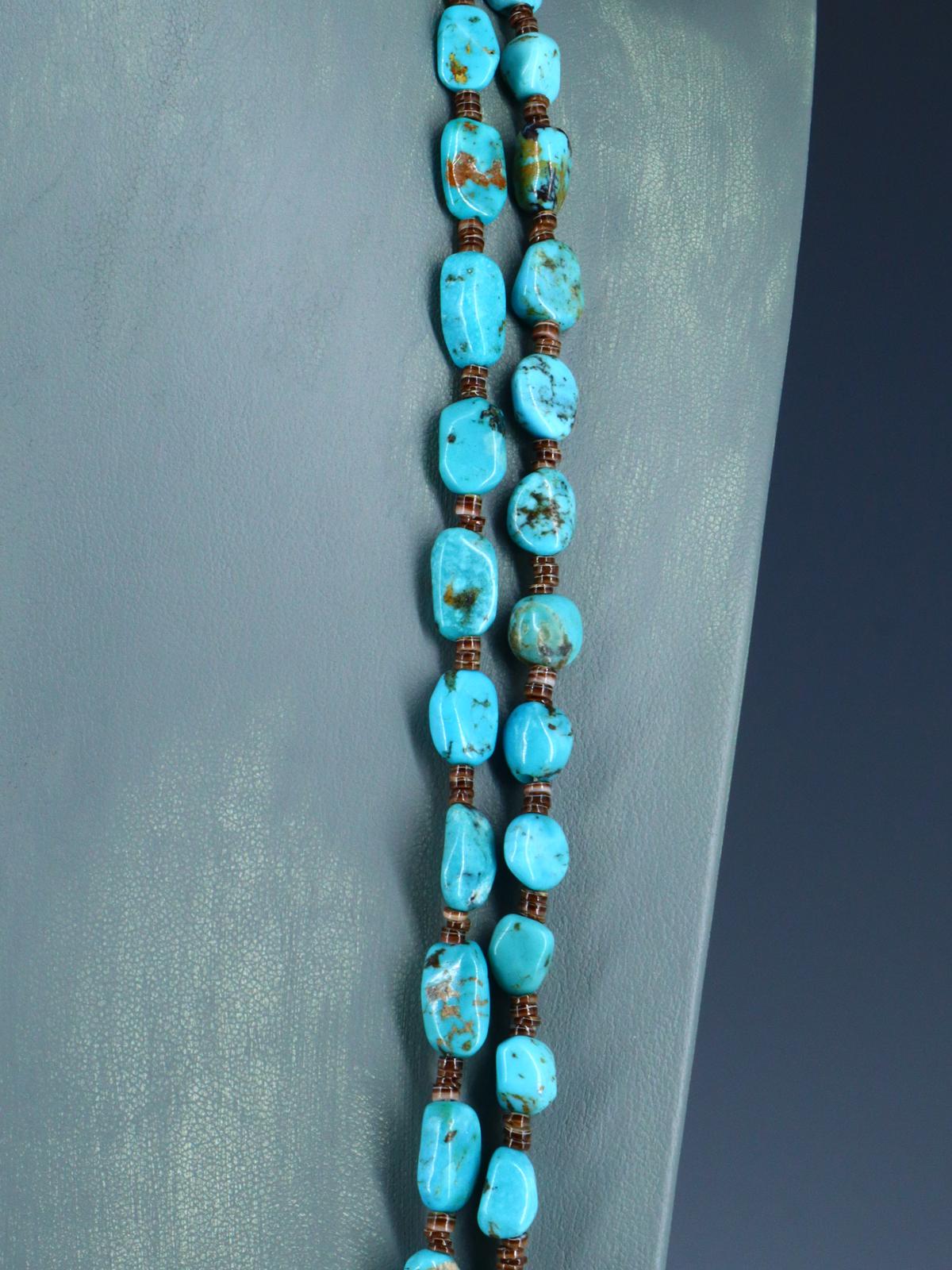 72" Extra Long Native American Jewelry Single Strand Turquoise Necklace