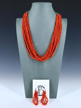 Native American Eleven Strand Coral Necklace
