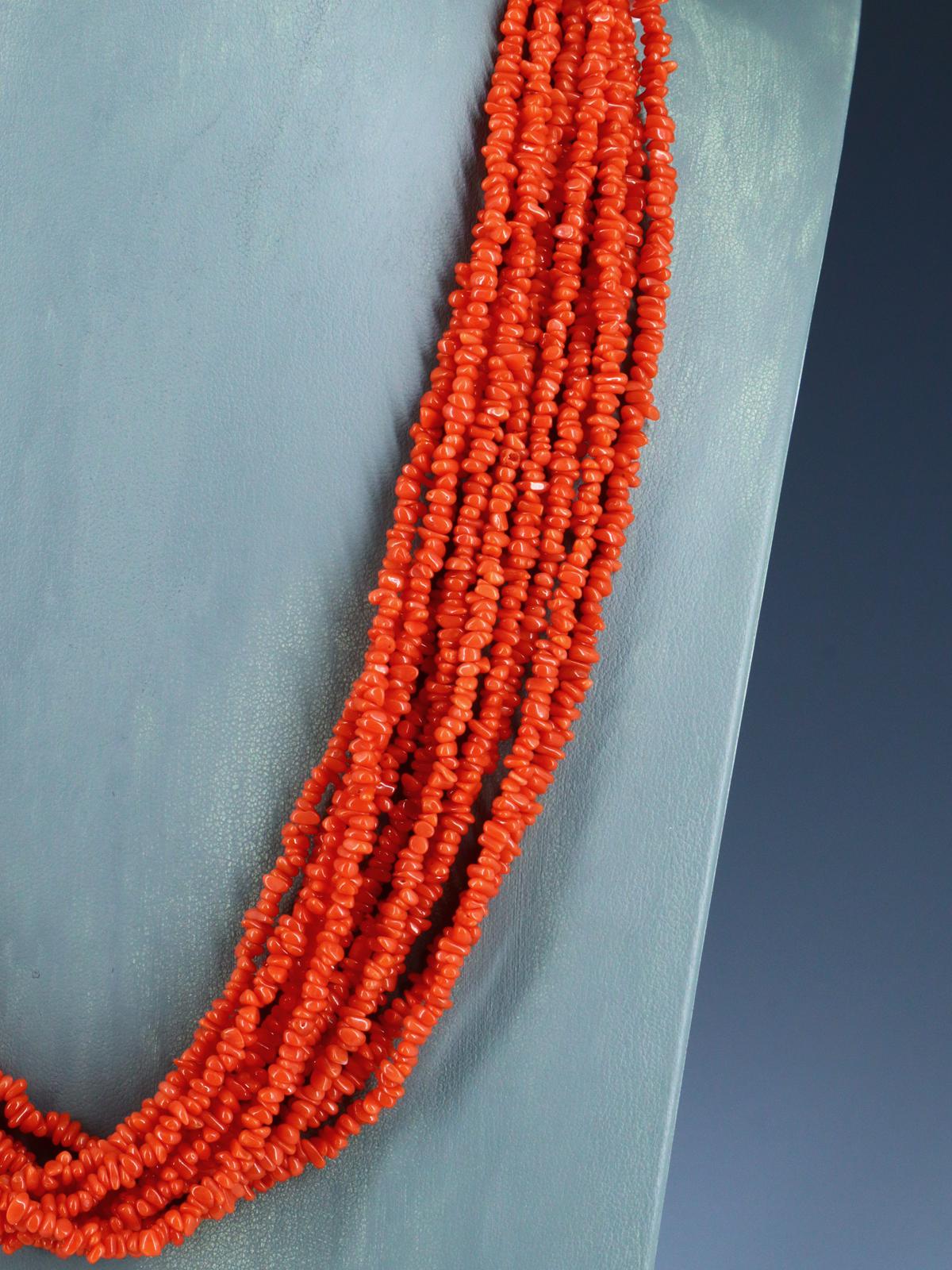 Native American Eleven Strand Coral Necklace