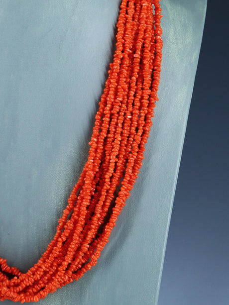 Native American Eleven Strand Coral Necklace