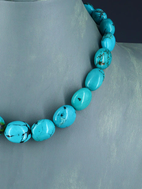 Native American Jewelry Single Strand Turquoise Choker Necklace