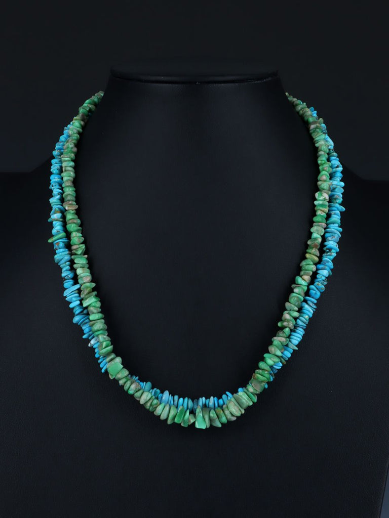 Native American Jewelry Double Strand Turquoise and Variscite Necklace - PuebloDirect.com