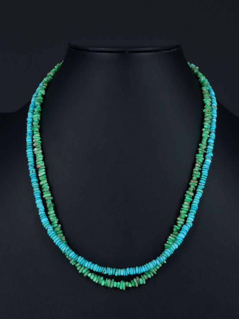 Native American Jewelry Double Strand Turquoise and Variscite Necklace - PuebloDirect.com