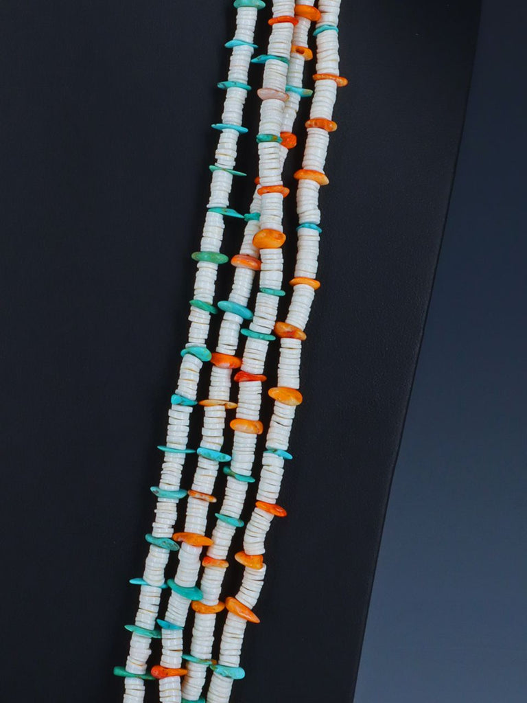 Native American White Shell Four Strand Necklace - PuebloDirect.com