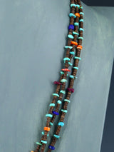 Native American Spiny Oyster and Turquoise Three Strand Necklace