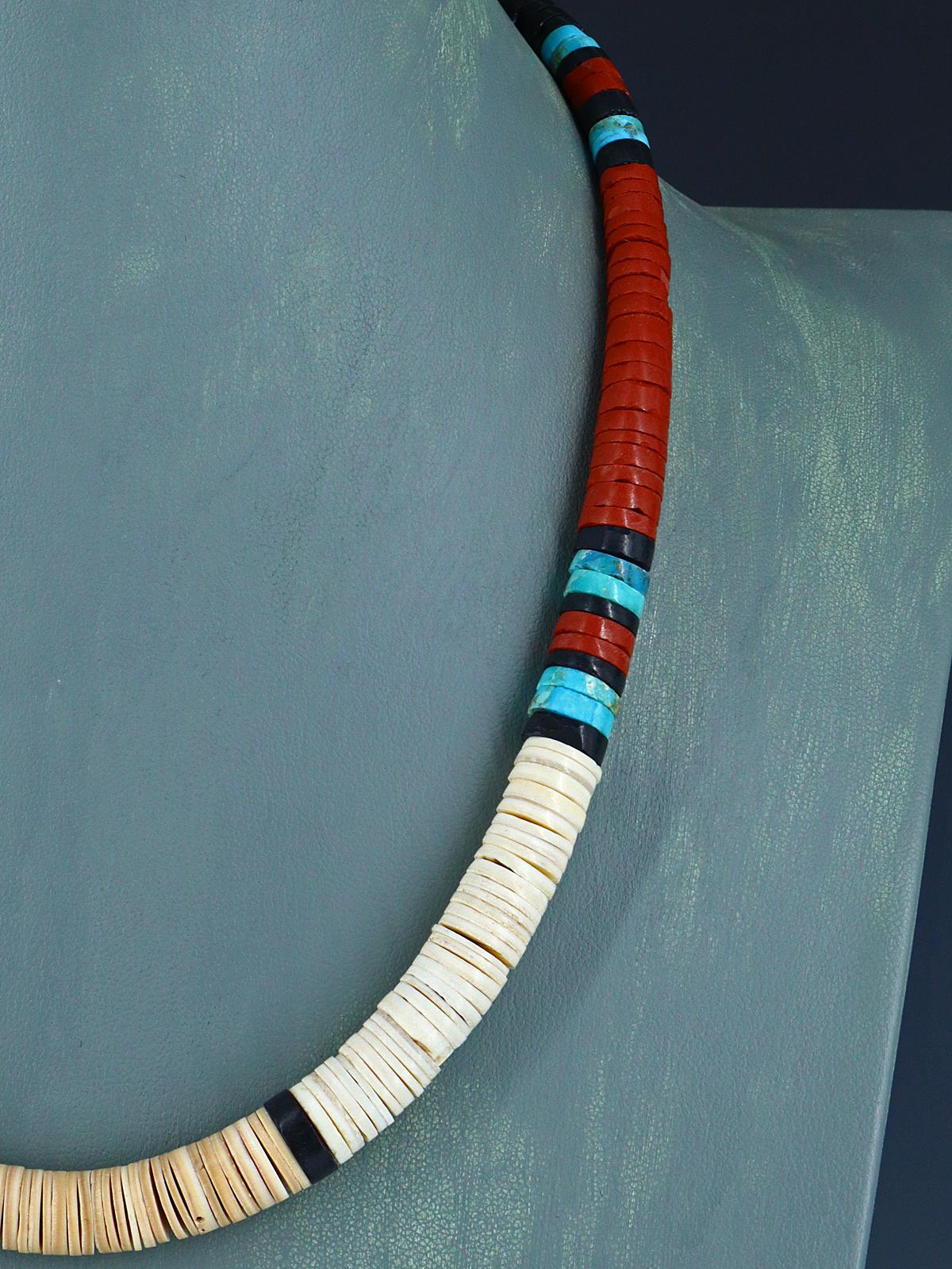 Santo Domingo Shell Heishi and Pipestone Necklace
