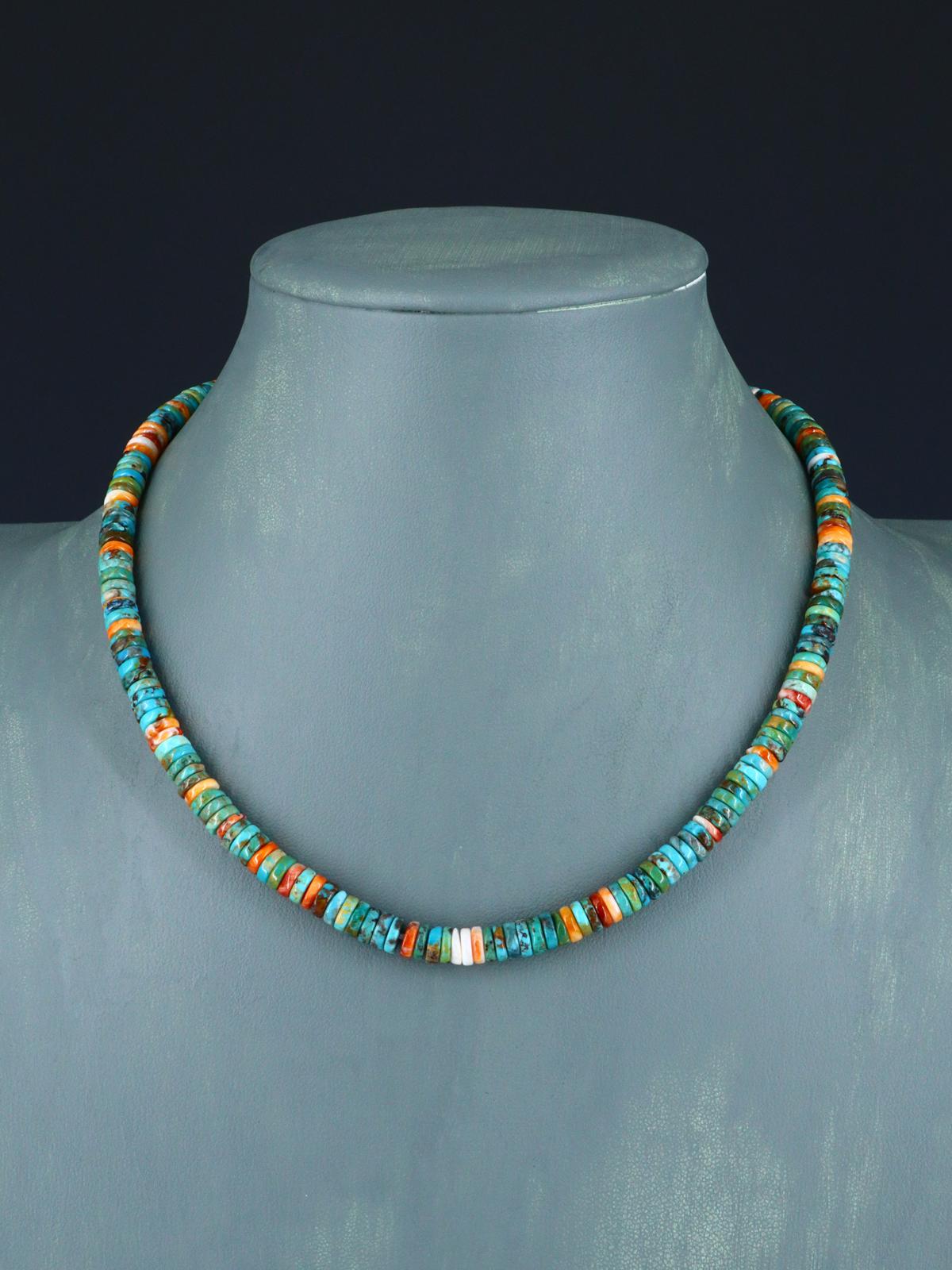 Native American Spiny Oyster and Turquoise Necklace