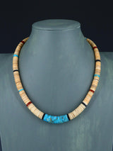 Santo Domingo Shell Heishi and Turquoise Necklace