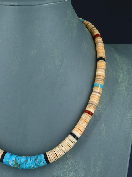 Santo Domingo Shell Heishi and Turquoise Necklace