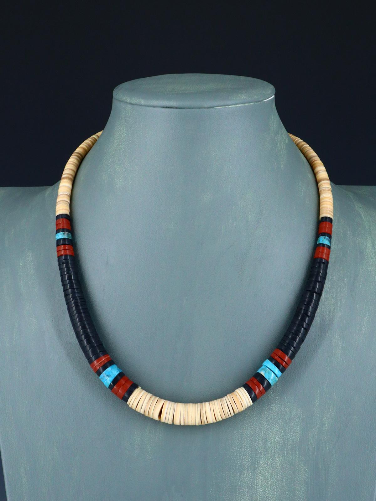 Santo Domingo Shell Heishi and Turquoise Necklace