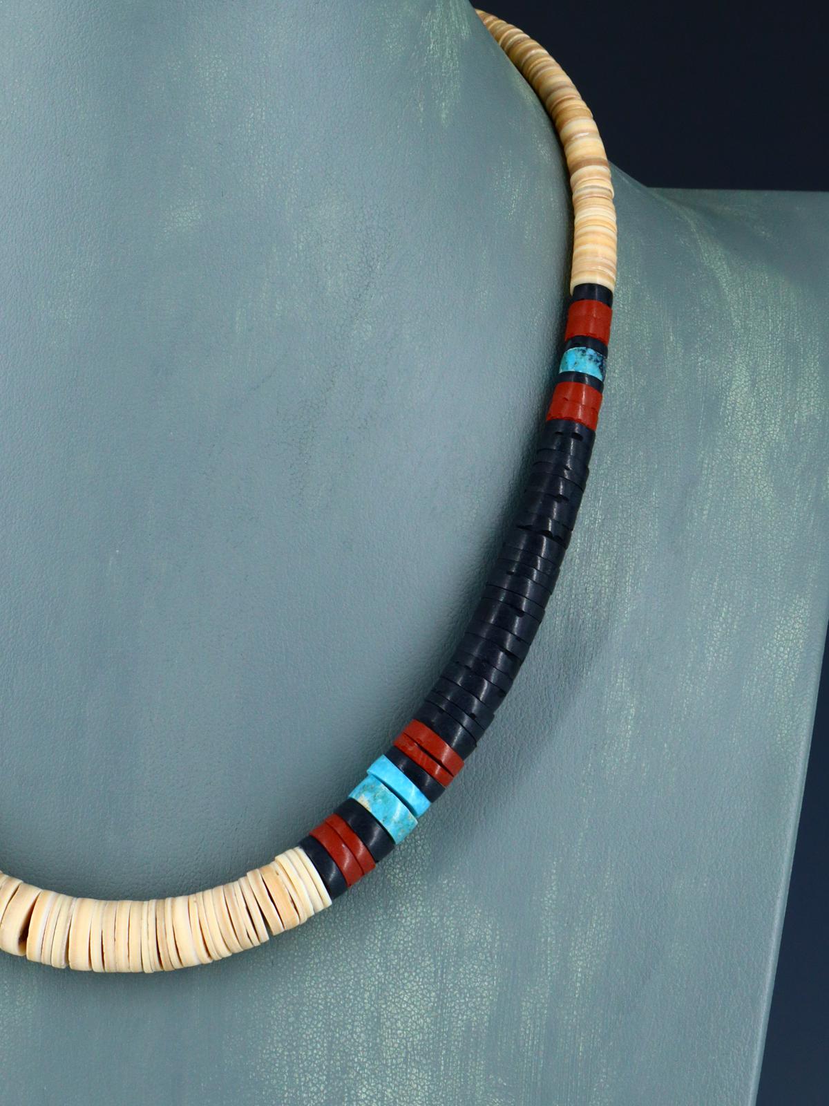 Santo Domingo Shell Heishi and Turquoise Necklace