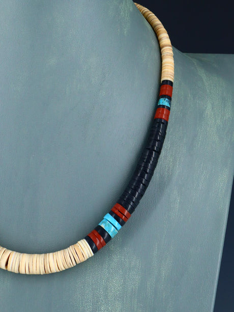 Santo Domingo Shell Heishi and Turquoise Necklace
