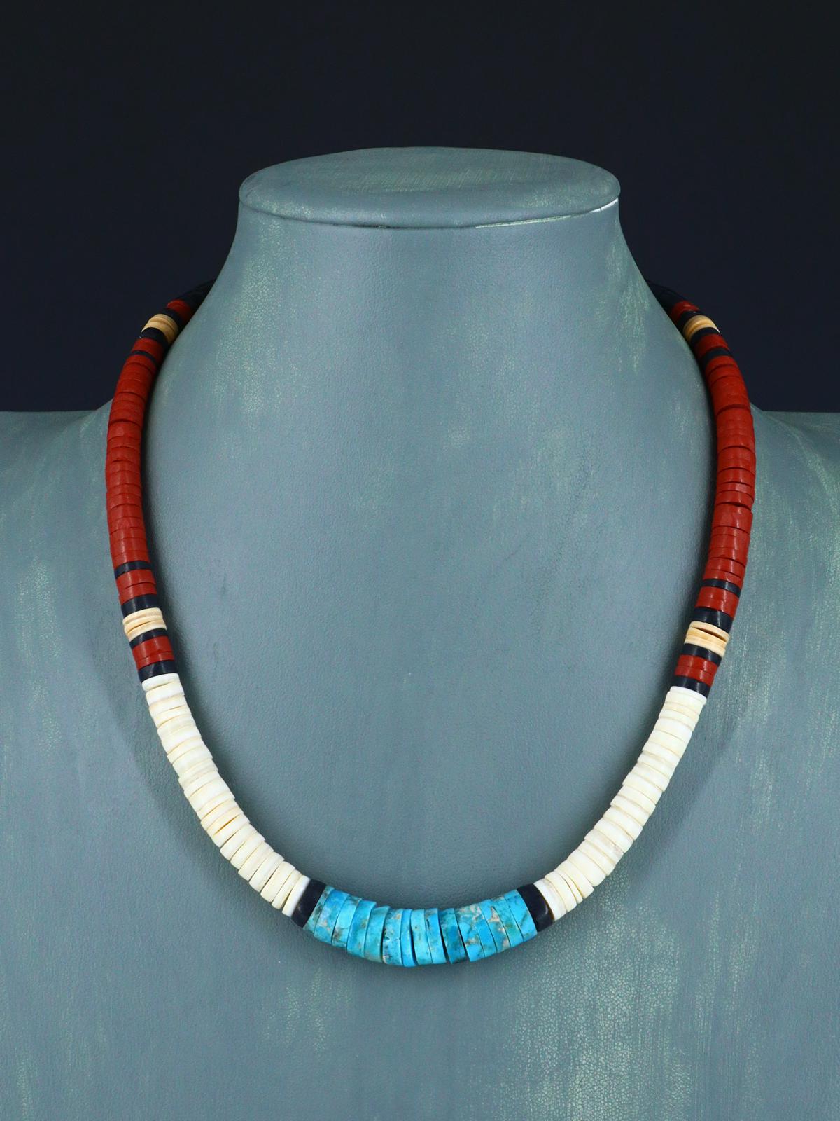 Santo Domingo Shell Heishi and Turquoise Necklace