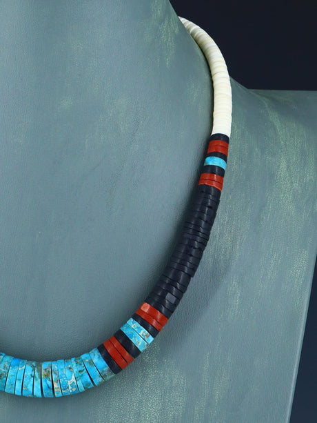 Santo Domingo Shell Heishi and Turquoise Necklace