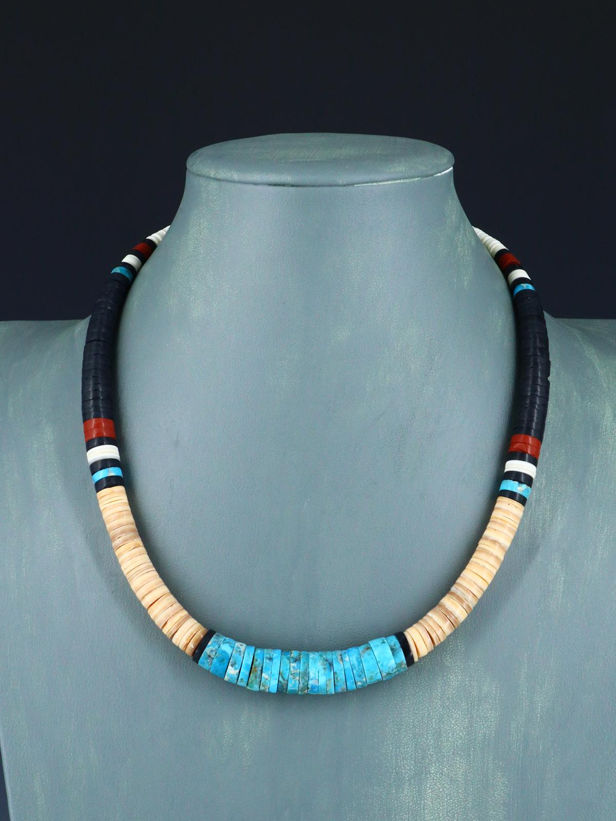Santo Domingo Shell Heishi and Turquoise Necklace