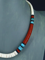 Santo Domingo Shell Heishi and Turquoise Necklace