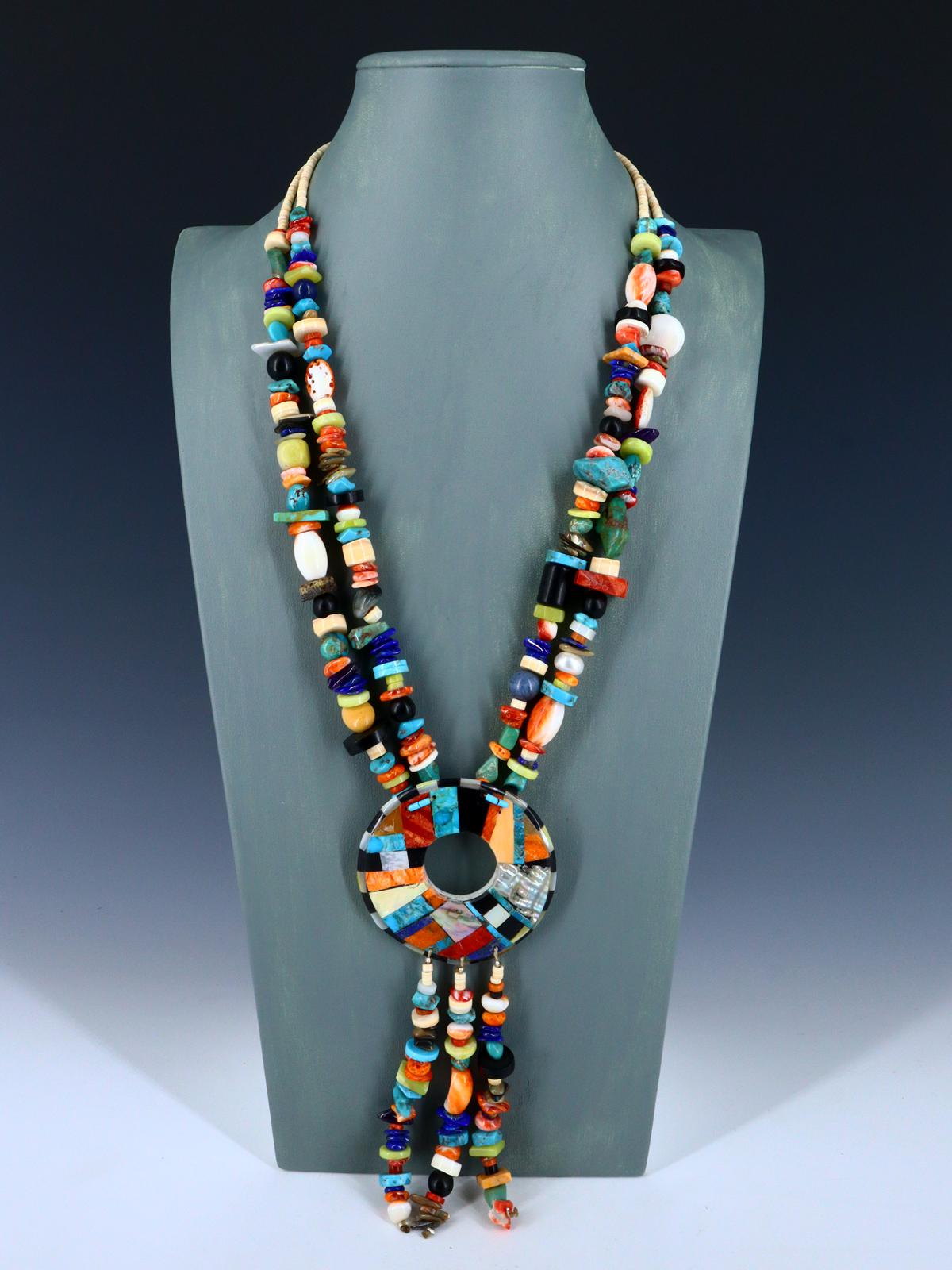 Native American Turquoise and Spiny Oyster Double Strand Necklace
