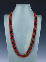 Native American Coral Heishi Multi Strand Necklace