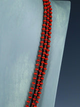 Native American Coral Heishi Multi Strand Necklace