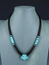 Native American Santo Domingo Turquoise and Jet Necklace