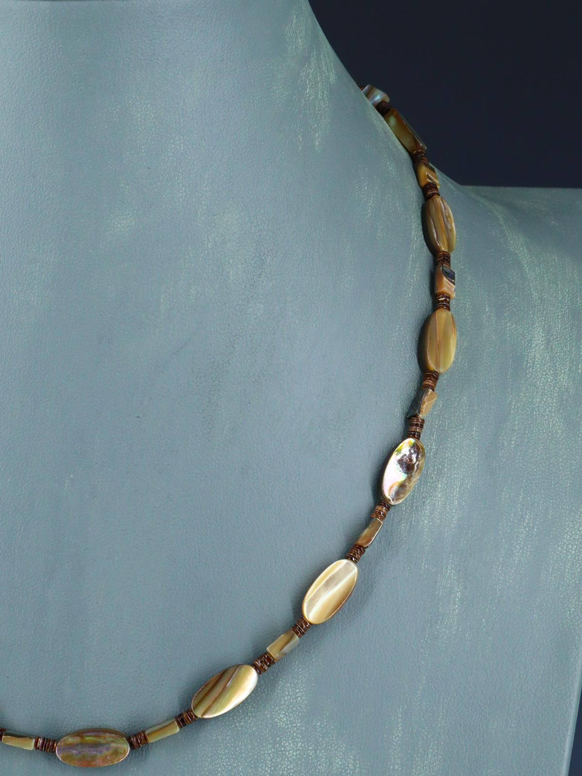 Native American Shell Heishi and Abalone Single Strand Necklace