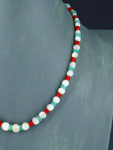 Native American Single Strand Apple Coral and Turquoise Necklace