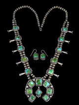 Sonoran Gold Turquoise Sterling Silver Squash Blossom Necklace Set