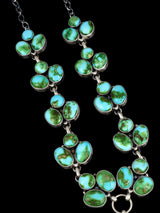 Navajo Sonoran Gold Turquoise Sterling Silver Lariat Necklace Set