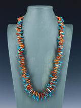 Navajo Spiny Oyster and Turquoise Tab Bead Necklace