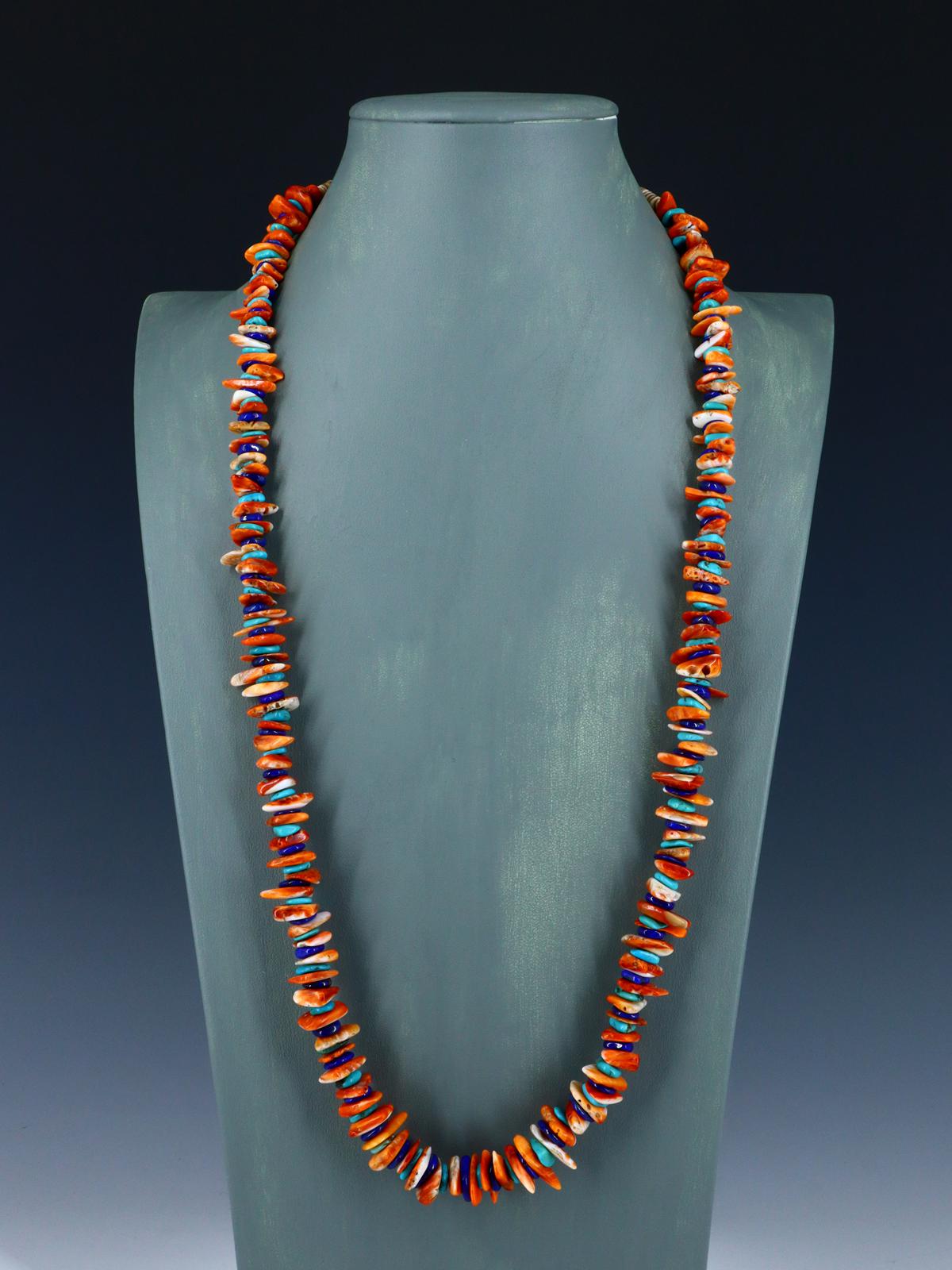 Navajo Spiny Oyster, Lapis and Turquoise Bead Necklace