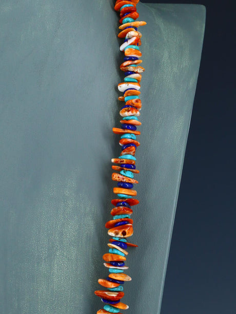 Navajo Spiny Oyster, Lapis and Turquoise Bead Necklace