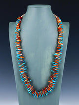 Navajo Spiny Oyster and Turquoise Tab Bead Necklace