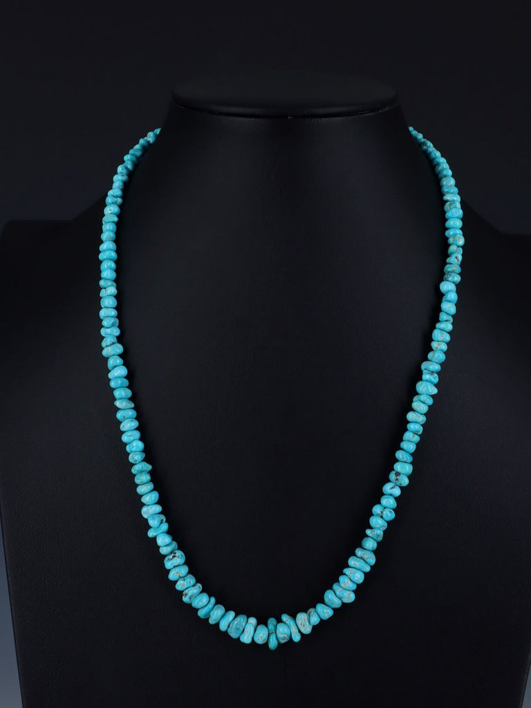 Native American Jewelry Single Strand Lone Mountain Turquoise Necklace - PuebloDirect.com