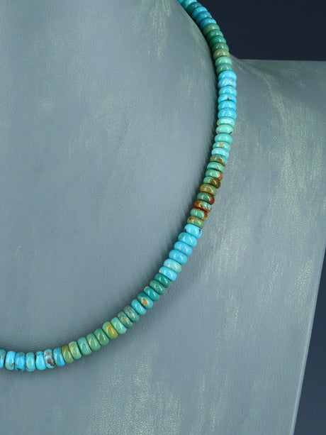 18" Navajo Single Strand Polychrome Turquoise Necklace