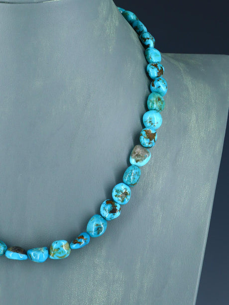 19" Navajo Single Strand Turquoise Nugget Necklace