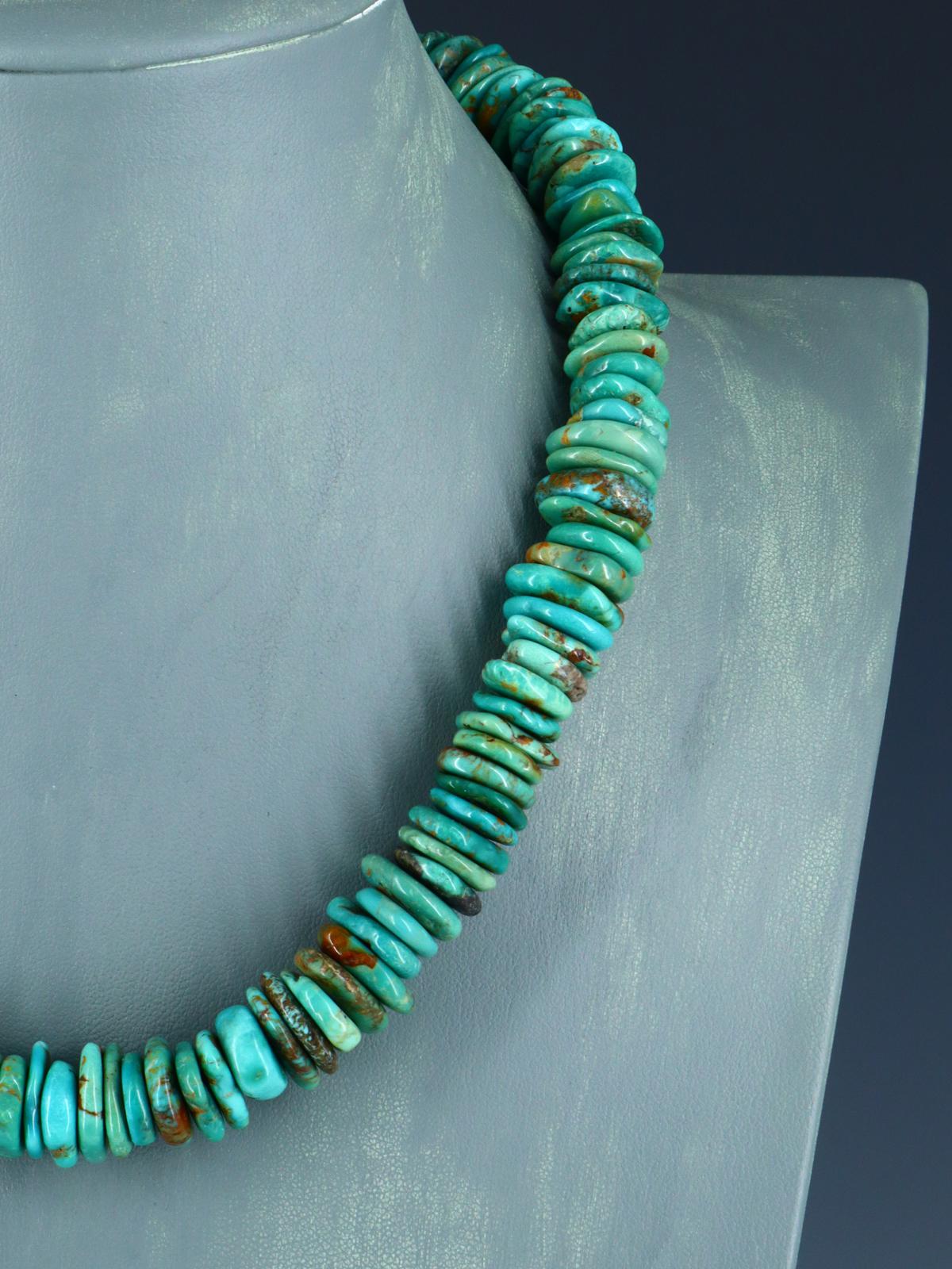 19" Navajo Single Strand Green Turquoise Necklace