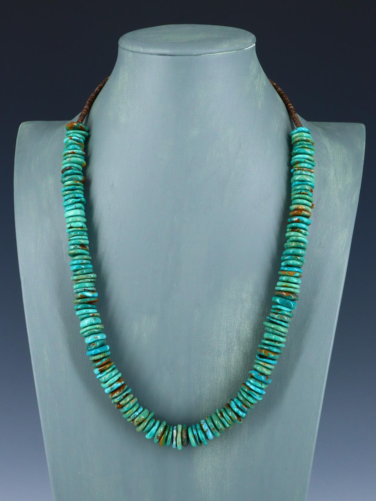 24" Navajo Single Strand Green Turquoise Necklace