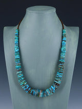 24" Navajo Single Strand Graduated Turquoise Disc Necklace