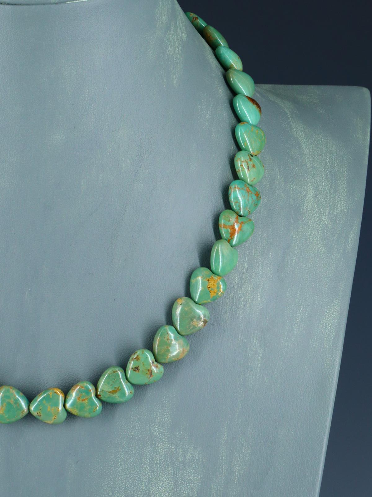 Navajo 18" Single Strand Turquoise Heart Necklace