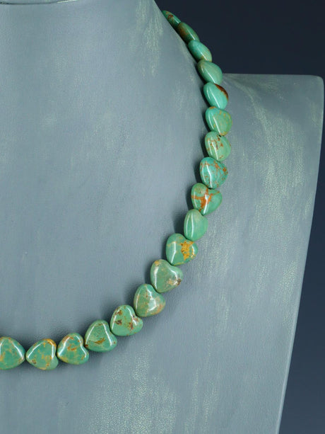 Navajo 18" Single Strand Turquoise Heart Necklace